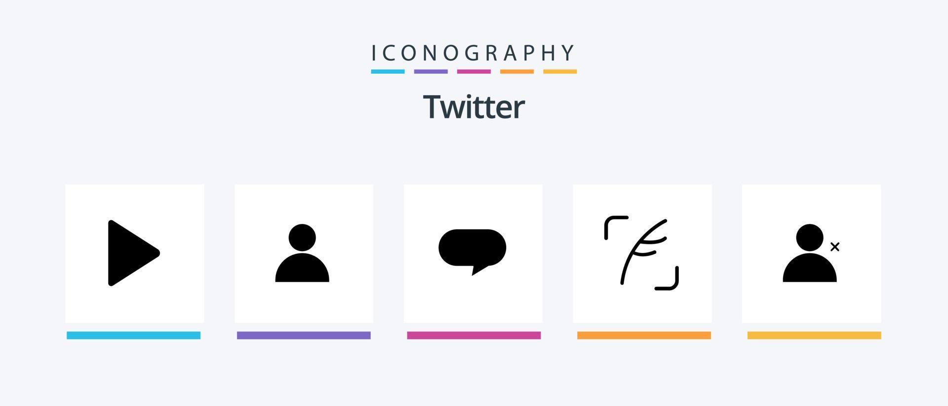 Twitter Glyph 5 Icon Pack inklusive . setzt. chatten. zwitschern. Sozial. kreatives Symboldesign vektor