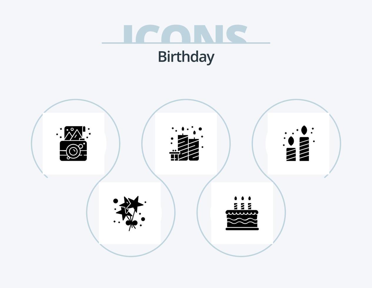 födelsedag glyf ikon packa 5 ikon design. . . fest. fest. ljus vektor