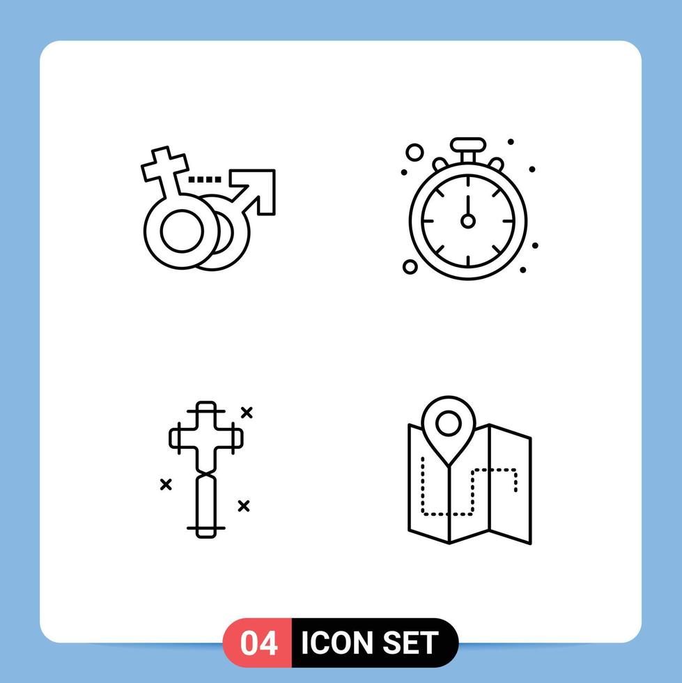 Gruppe von 4 modernen Filledline-Flachfarben für geschlechtsspezifische christliche Symbol-Timer Ostern editierbare Vektordesign-Elemente vektor