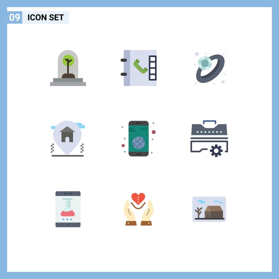 9 universell platt Färg tecken symboler av mobil Ansökan Smycken app hus redigerbar vektor design element