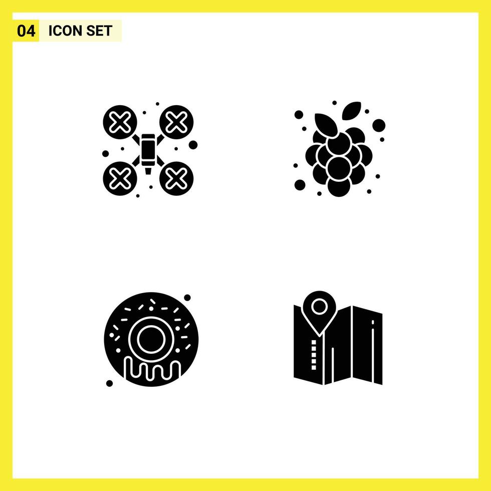 4 kreative Symbole moderne Zeichen und Symbole von Nocken-süßen Drohnen-Roboter-Rebe-Standort editierbare Vektordesign-Elemente vektor