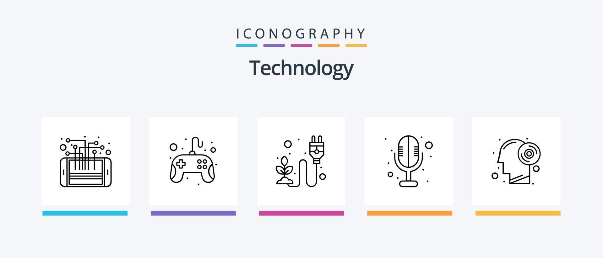 Technology Line 5 Icon Pack inklusive Cloud. Hardware. Email. Maus. Rechner. kreatives Symboldesign vektor