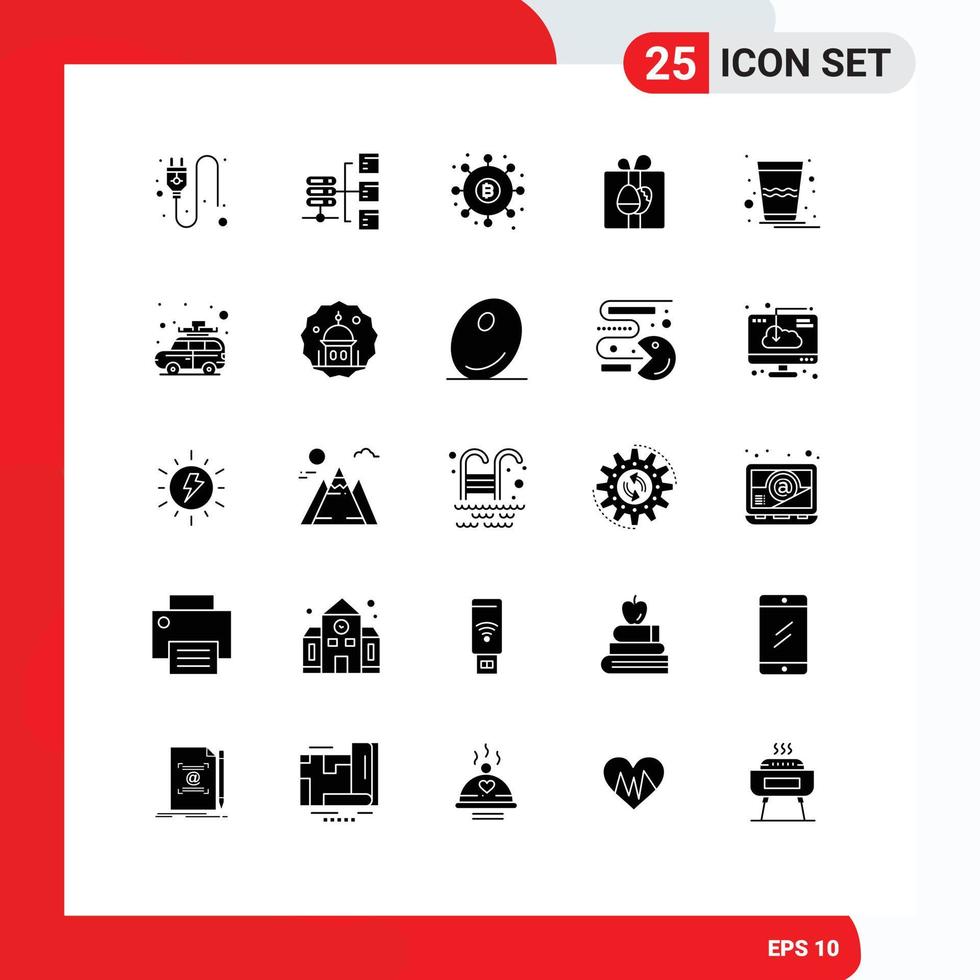 25 thematische Vektor-Solid-Glyphen und editierbare Symbole aus Glas Osterdividenden Geburtstagsgeschenk editierbare Vektordesign-Elemente vektor