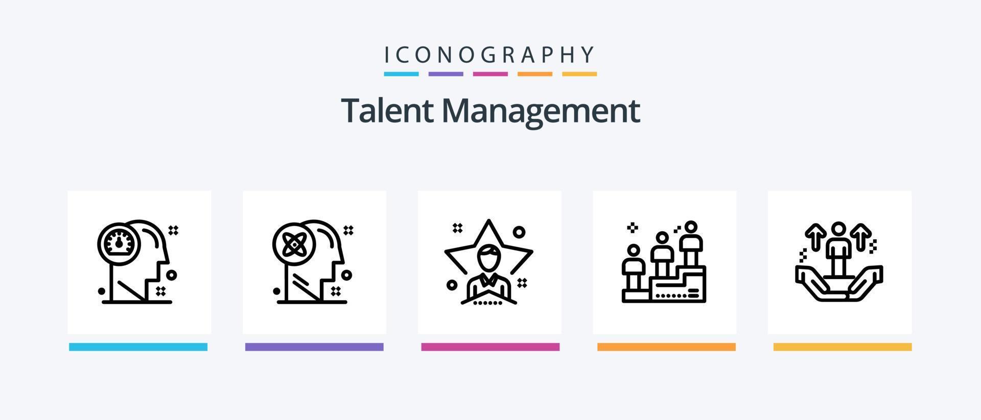 Talent Management Line 5 Icon Pack inklusive Idee. Birne. Ok. Prüfungen. Mann. kreatives Symboldesign vektor