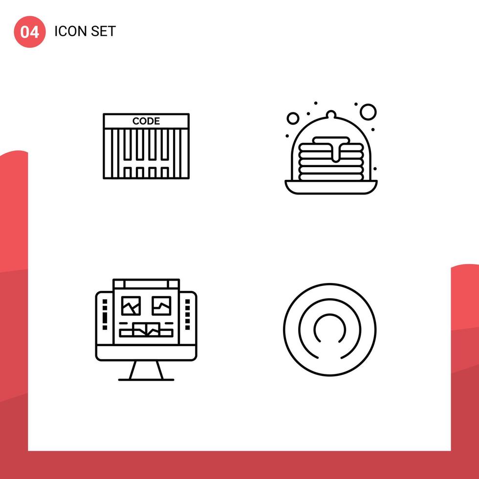 packa av 4 kreativ fylld linje platt färger av bar övervaka handla sötsaker cloakcoin redigerbar vektor design element