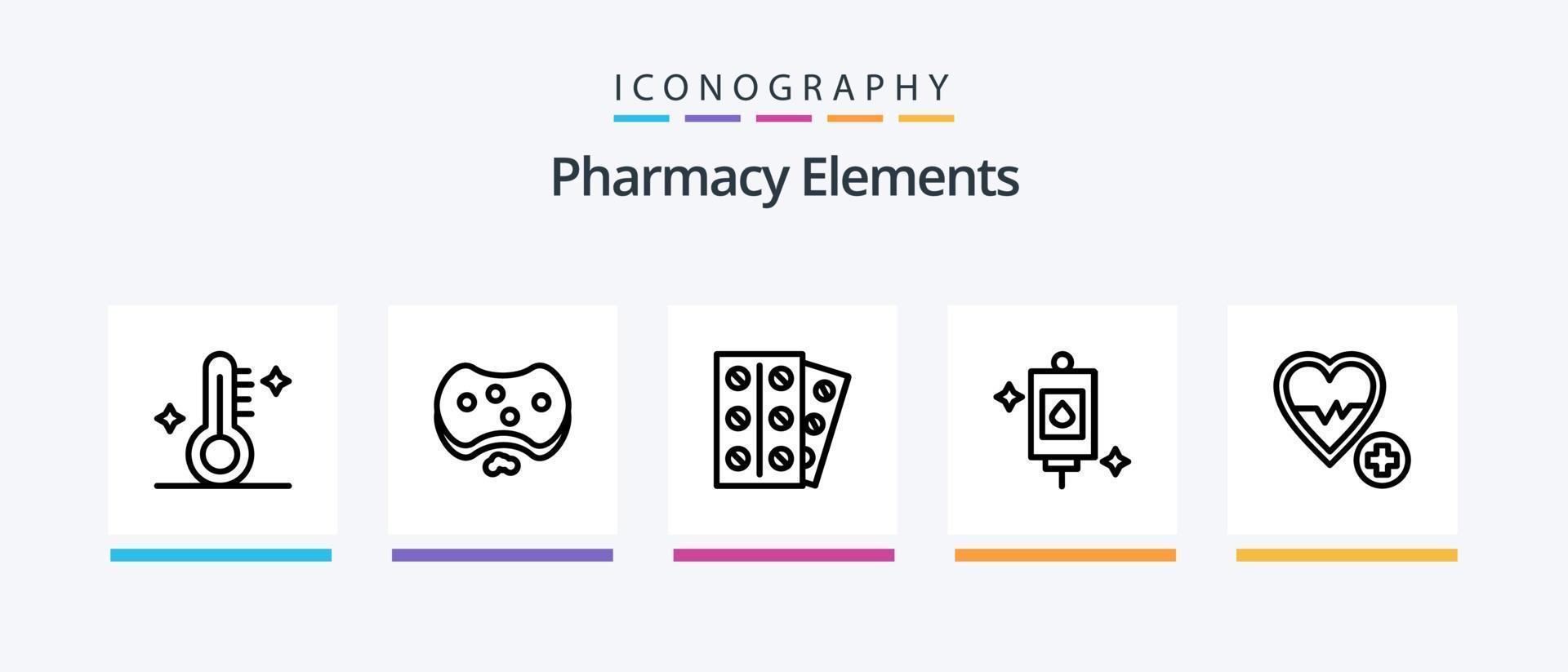 Symbolpaket für Apothekenelemente, Linie 5, einschließlich Thermometer. medizinisch. Medizin. Behandlung. medizinisch. kreatives Symboldesign vektor