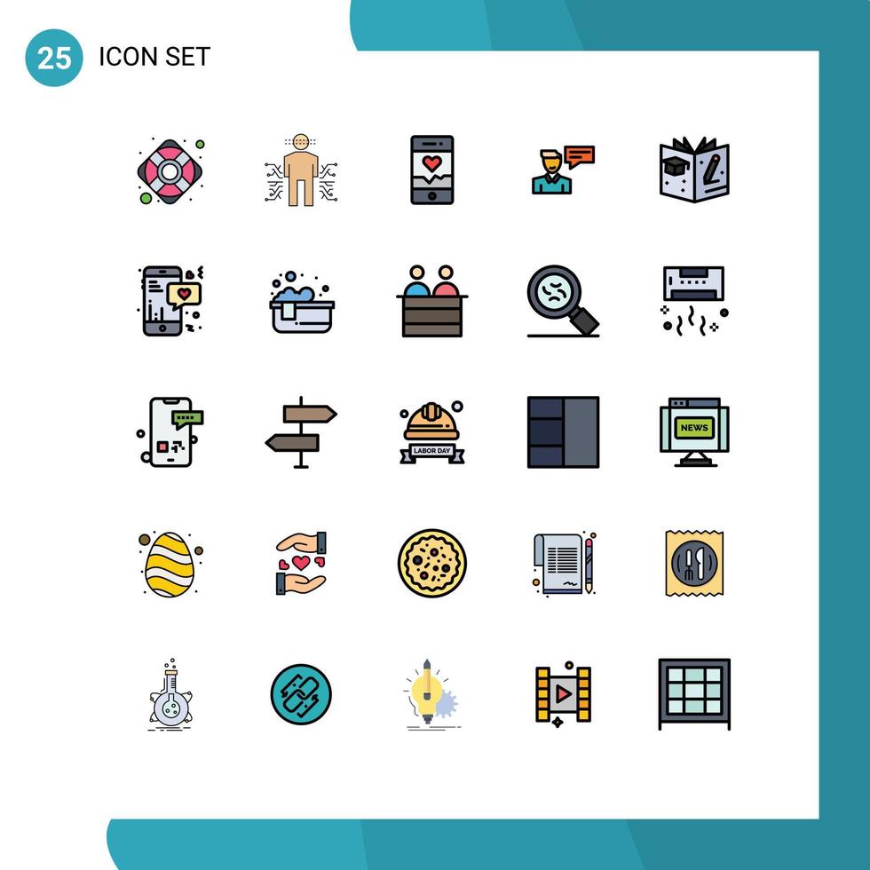 uppsättning av 25 modern ui ikoner symboler tecken för utbildning man analys dyka upp chatt redigerbar vektor design element