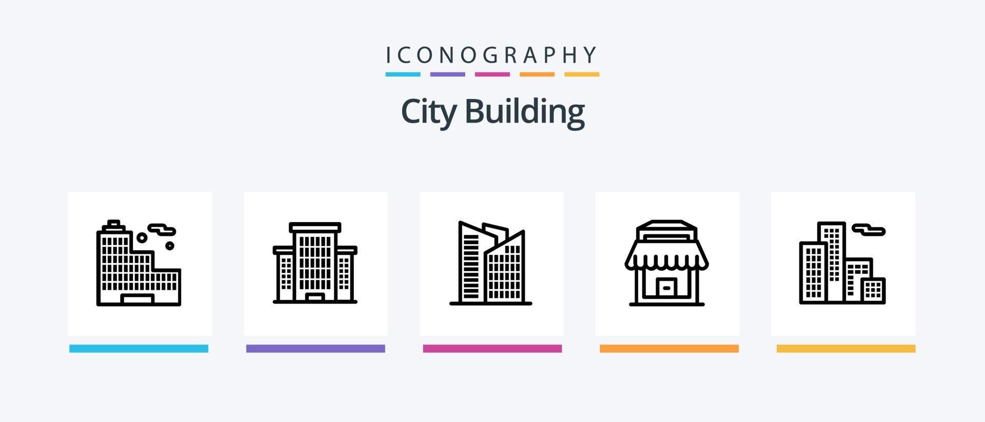 City Building Line 5 Icon Pack inklusive . Haus. . kreatives Symboldesign vektor