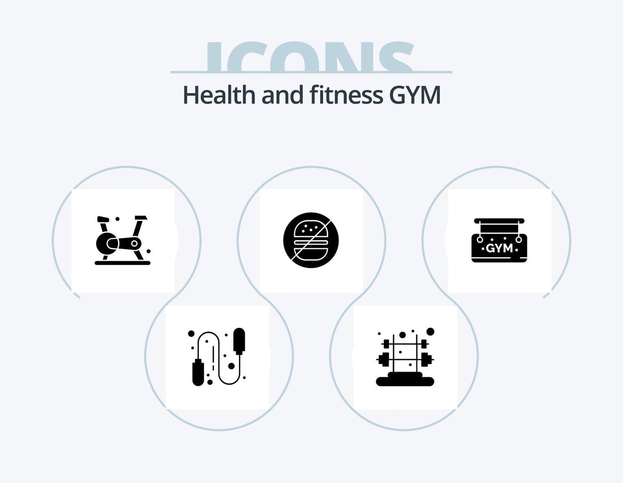 Gym glyf ikon packa 5 ikon design. . styrelse. kondition. Gym. sjukvård vektor