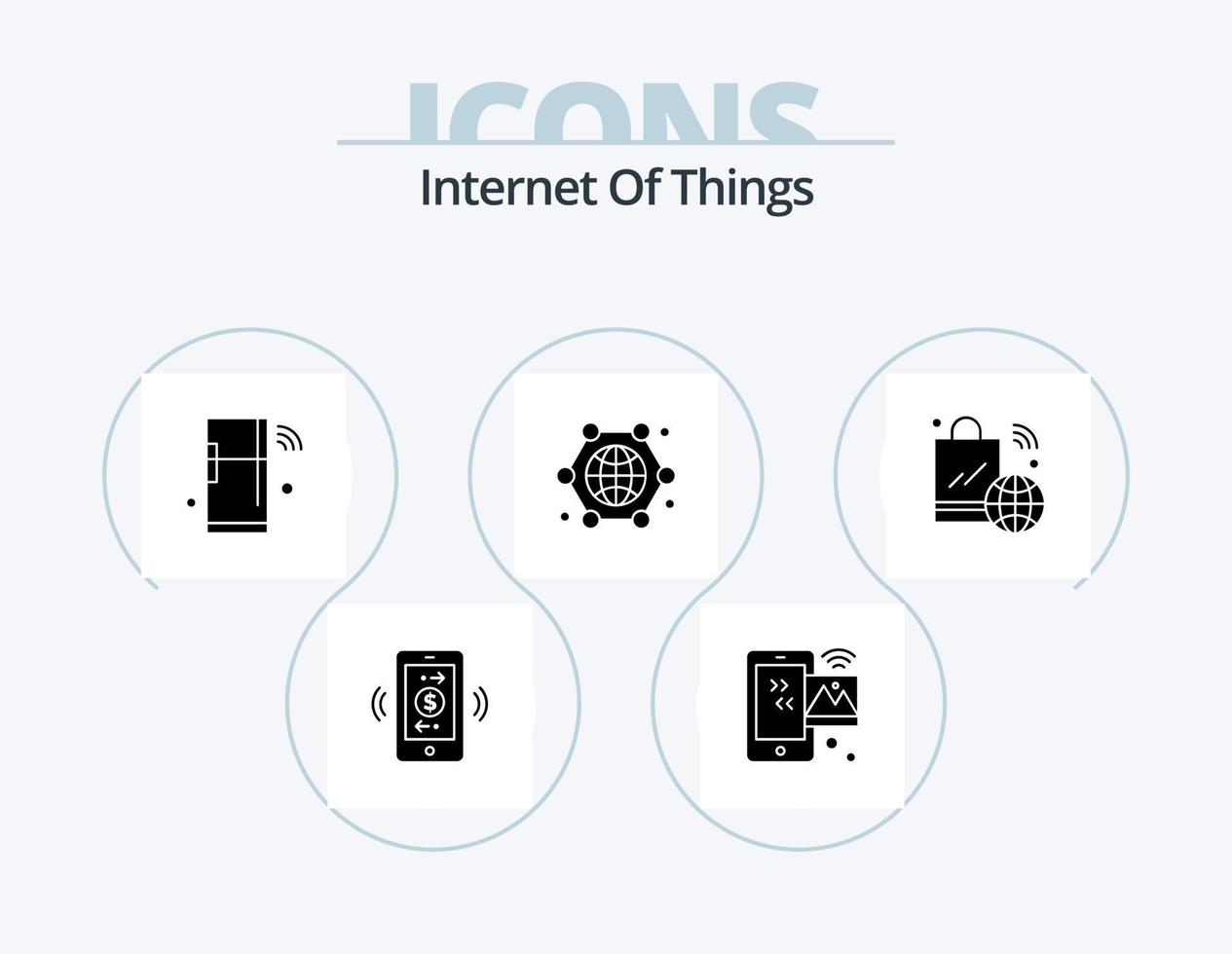 Internet der Dinge Glyphen-Icon-Pack 5 Icon-Design. Internet. Verbindung. W-lan. Kommunikation. Dinge vektor