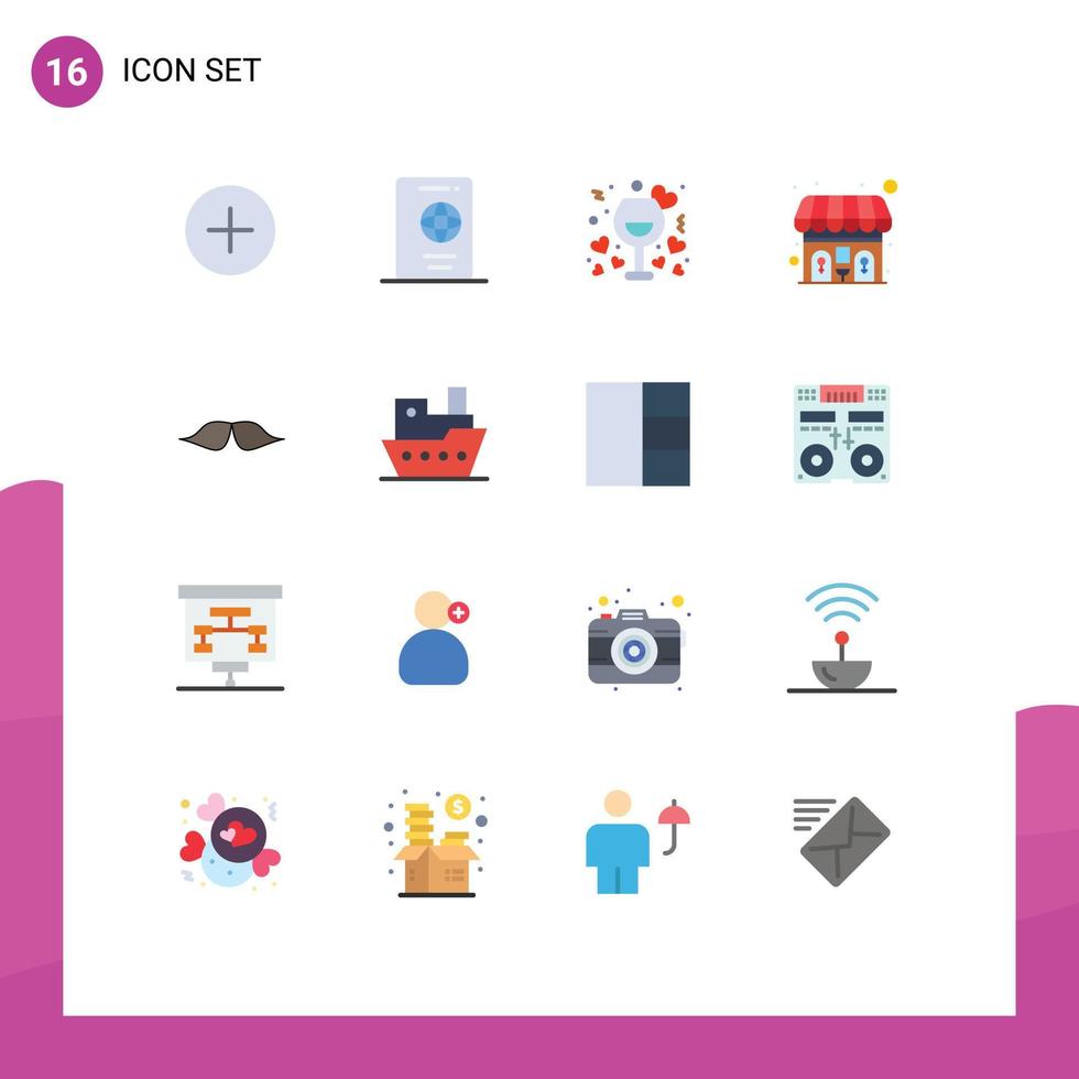 uppsättning av 16 modern ui ikoner symboler tecken för hipster toalett datum toalett vin redigerbar packa av kreativ vektor design element