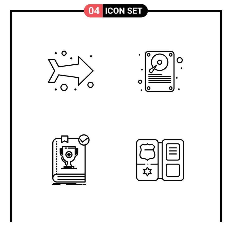 piktogram uppsättning av 4 enkel fylld linje platt färger av pil ledare data lagring regler redigerbar vektor design element