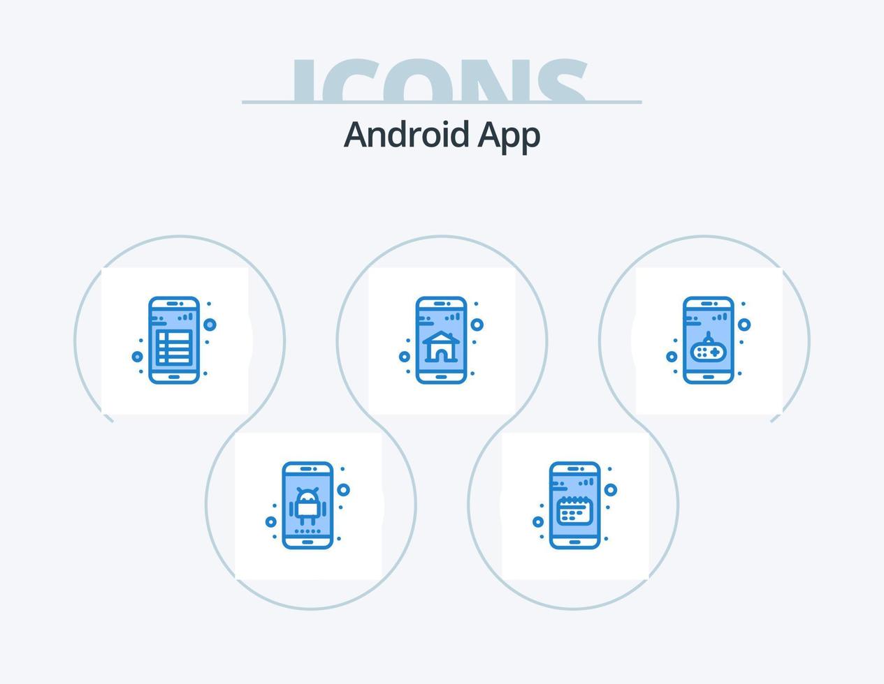 android app blå ikon packa 5 ikon design. mobil app. Hem. mobil. app. notera vektor
