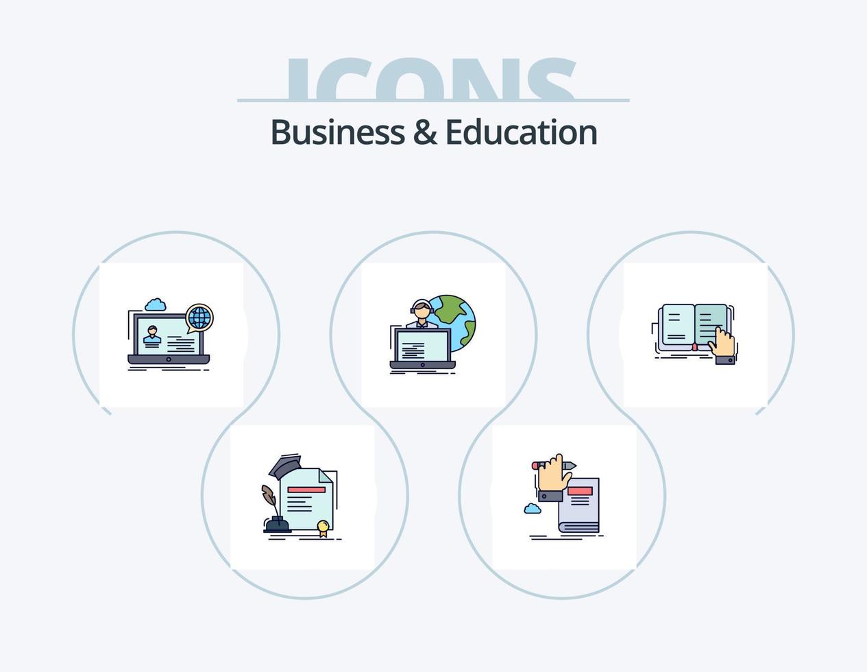 Business- und Bildungslinie gefüllt Icon Pack 5 Icon Design. Welt. Mensch. Webseite. online vektor