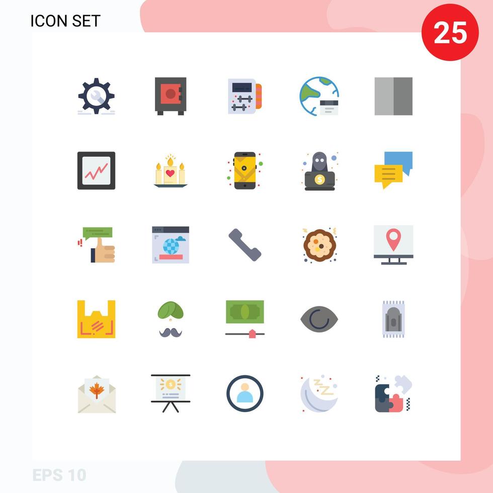 Packung mit 25 modernen flachen Farbzeichen und Symbolen für Web-Printmedien wie Grid Global Fitness Development App editierbare Vektordesign-Elemente vektor
