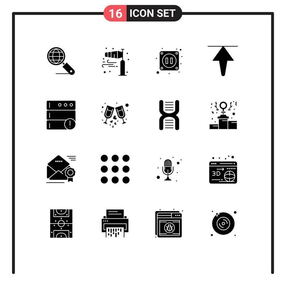 satz von 16 modernen ui-symbolen symbolzeichen für serveralarm sturm nach oben pfeil editierbare vektordesignelemente vektor