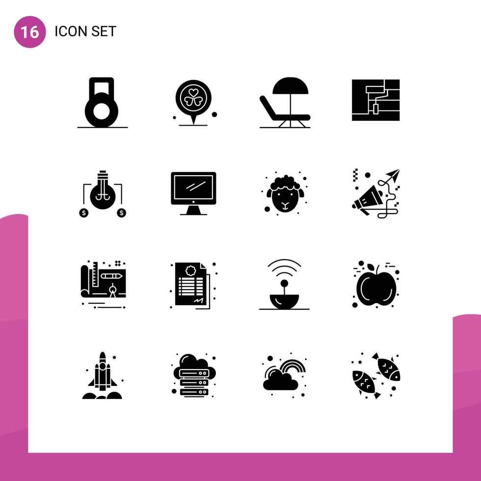 16 kreativ ikoner modern tecken och symboler av övervaka dollar konstruktion lösning Glödlampa redigerbar vektor design element