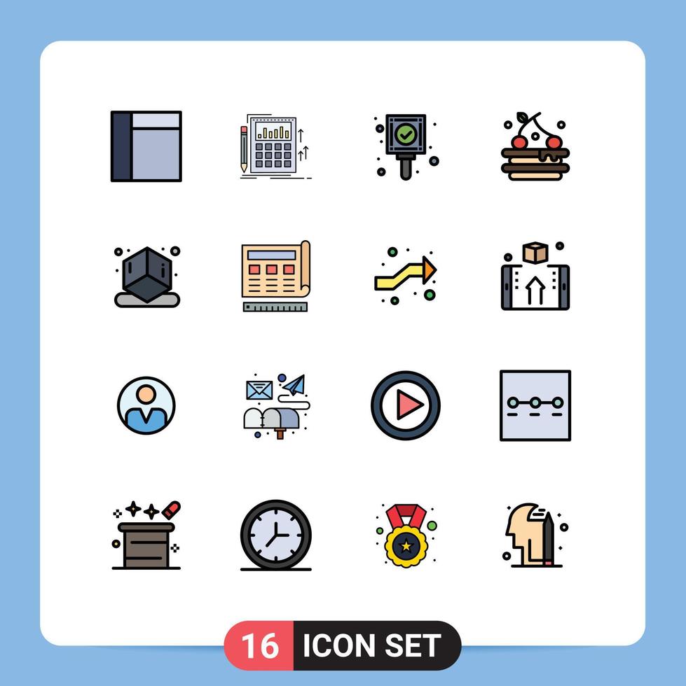uppsättning av 16 modern ui ikoner symboler tecken för plan utskrift mark kub mat redigerbar kreativ vektor design element