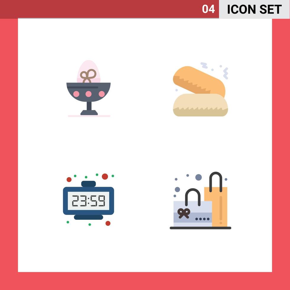 4 universell platt ikon tecken symboler av kokt minut ägg mat tid redigerbar vektor design element