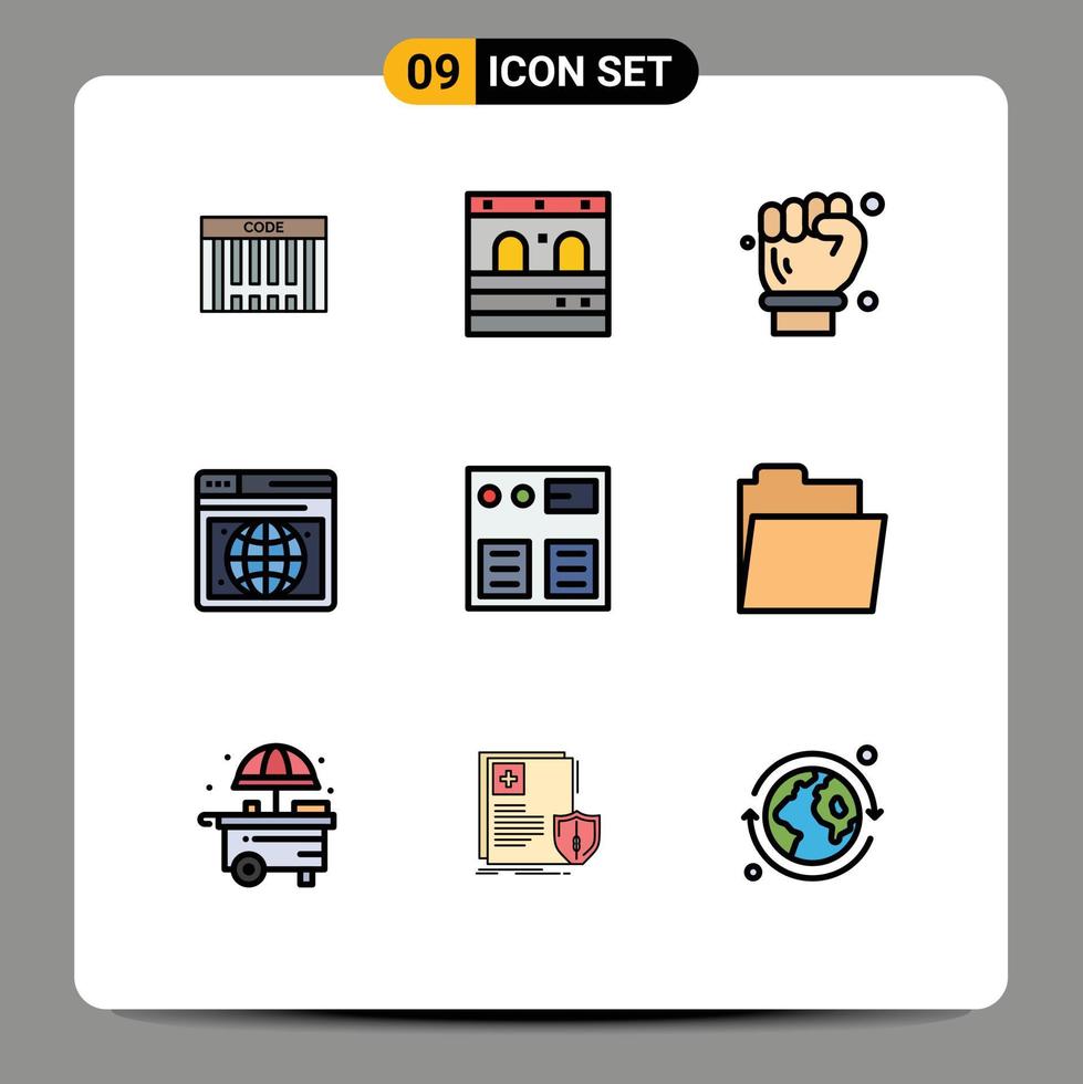 grupp av 9 fylld linje platt färger tecken och symboler för handla uppkopplad arkitekt pil webb redigerbar vektor design element