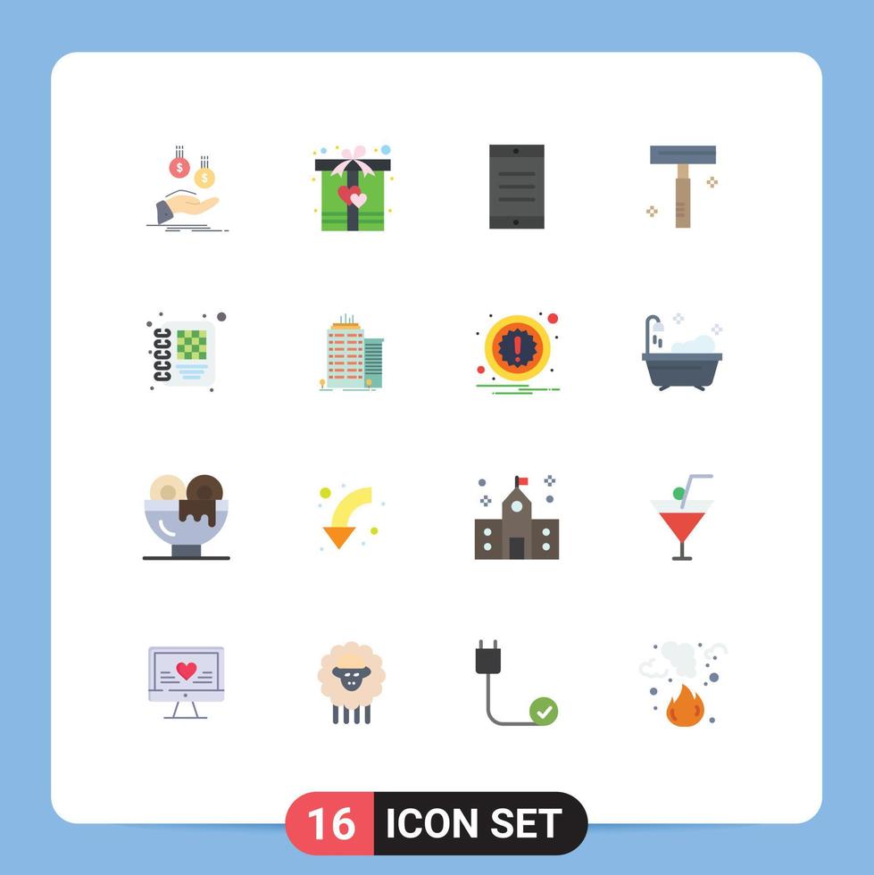 16 universelle flache Farben für Web- und mobile Anwendungen Tagebuch Salon Herz Rasiermesser Schönheit editierbares Paket kreativer Vektordesign-Elemente vektor