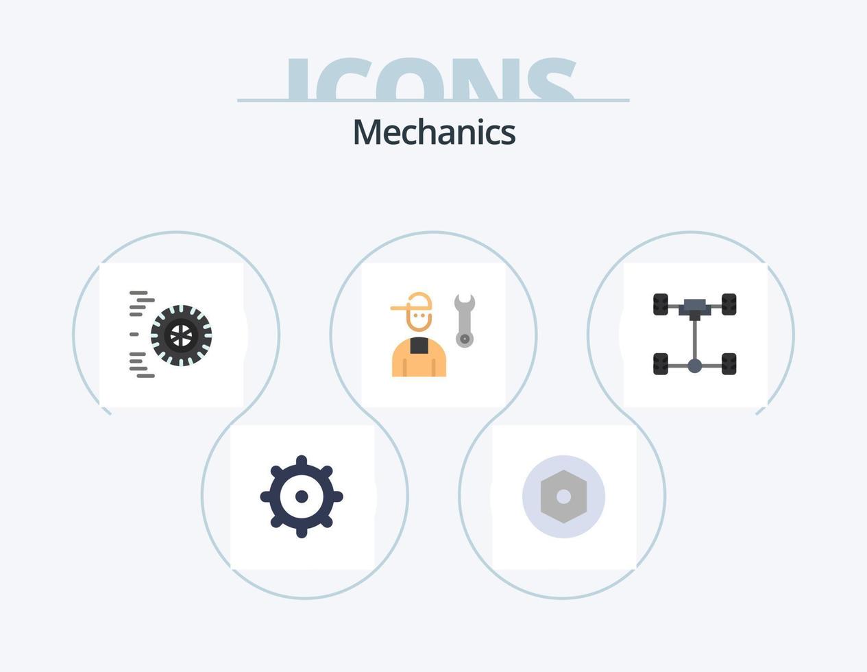 Mechanik flach Icon Pack 5 Icon Design. . Chassis. Benutzerbild. Wagen. Service vektor