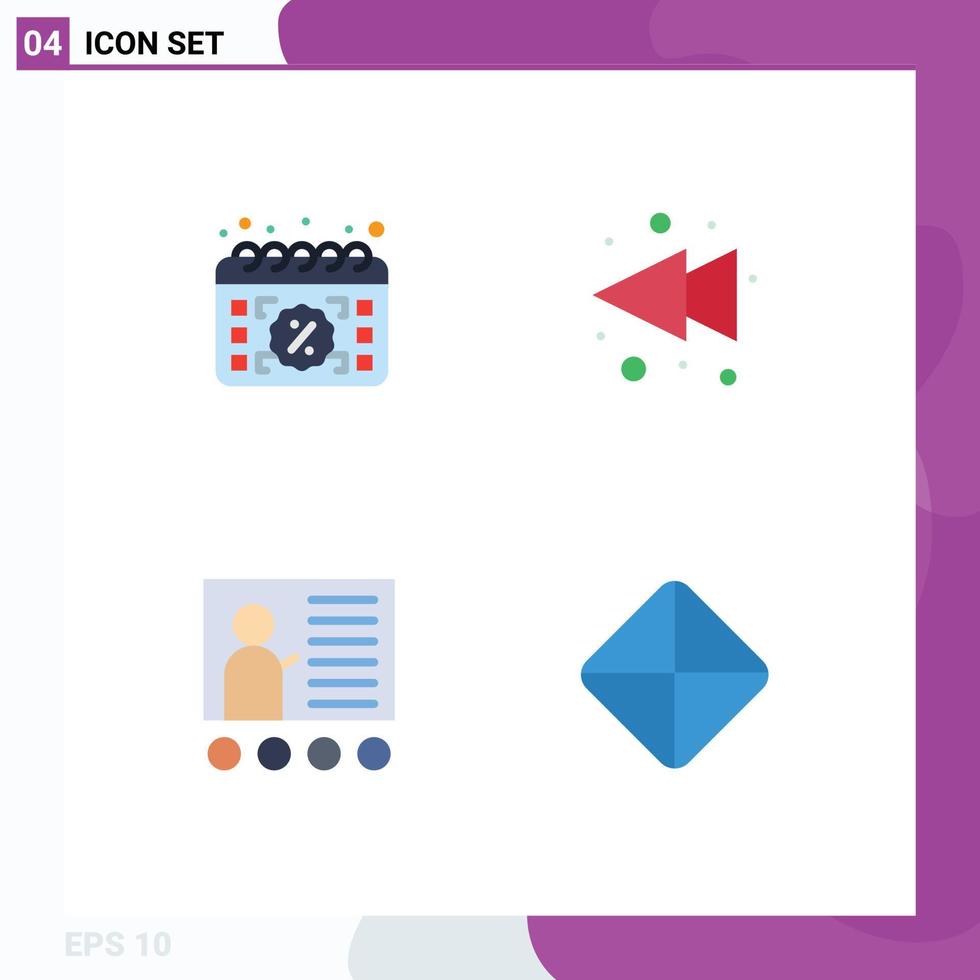 4 flaches Icon-Konzept für mobile Websites und Apps kaufen Konferenztag linke Präsentation editierbare Vektordesign-Elemente vektor