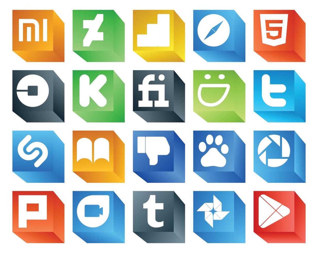 20 social media ikon packa Inklusive baidu ibooks förare shazam Twitter vektor