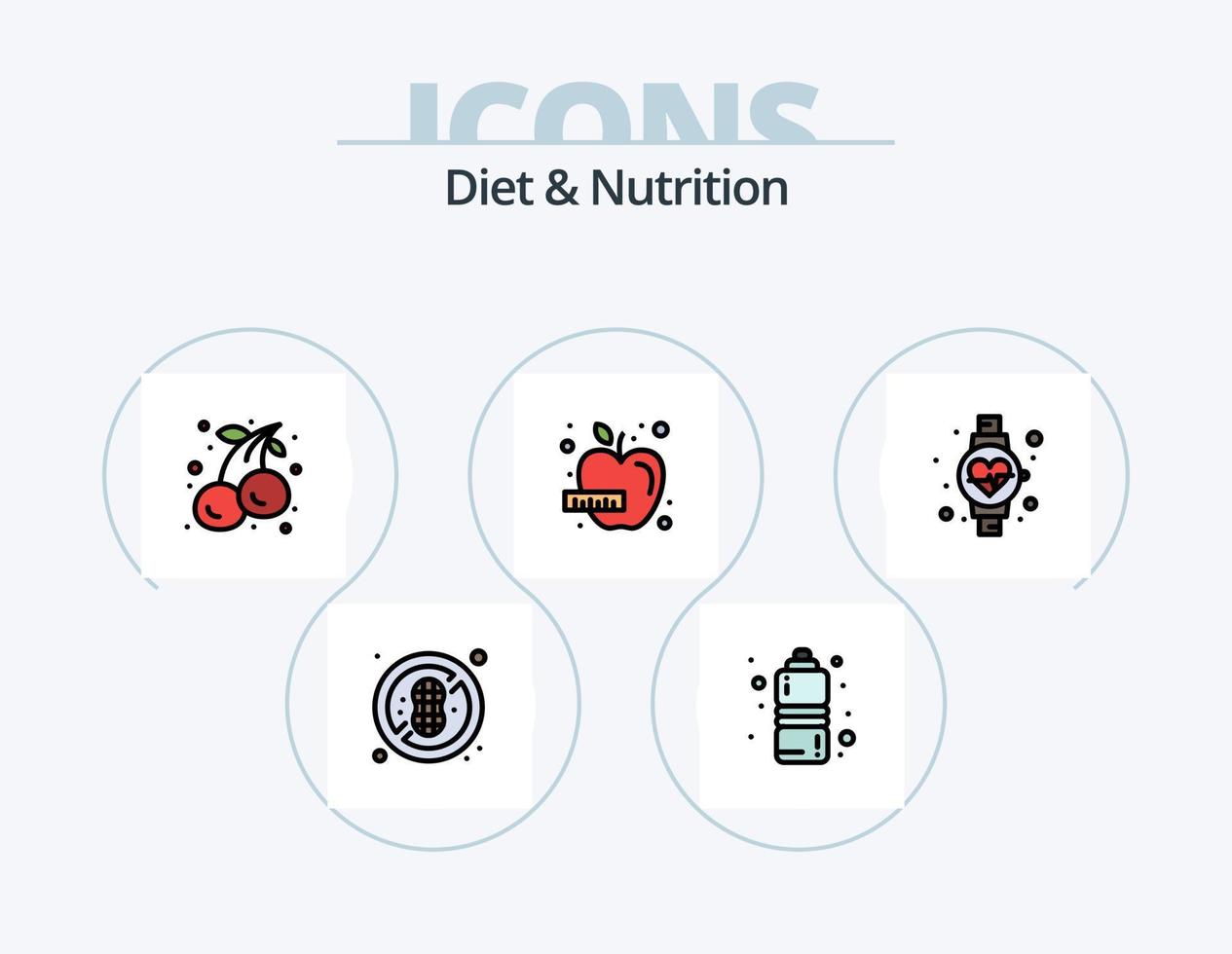 Diät- und Ernährungslinie gefüllt Icon Pack 5 Icon Design. Protein. Zusatzstoff. gesund. Protein. Diät vektor