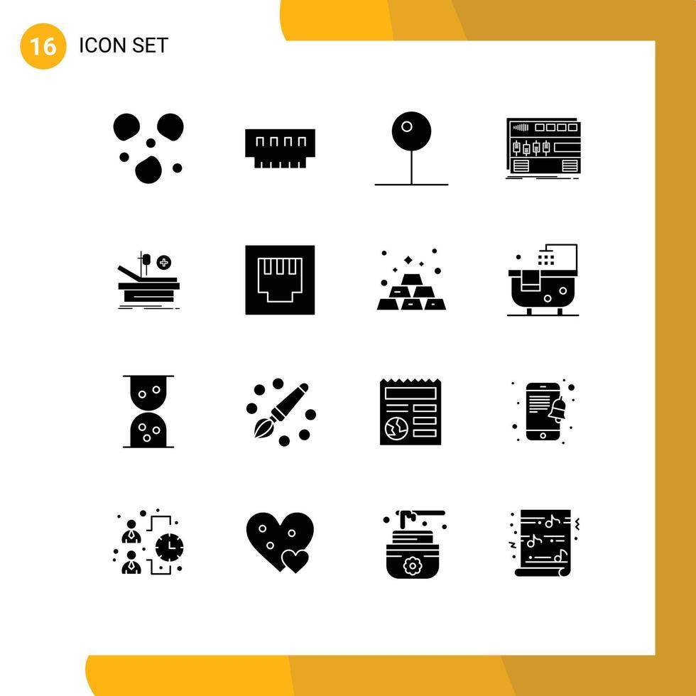 16 kreative Symbole, moderne Zeichen und Symbole für den Betrieb, Rackmount-Pin-Modul, Audio-editierbare Vektordesign-Elemente vektor