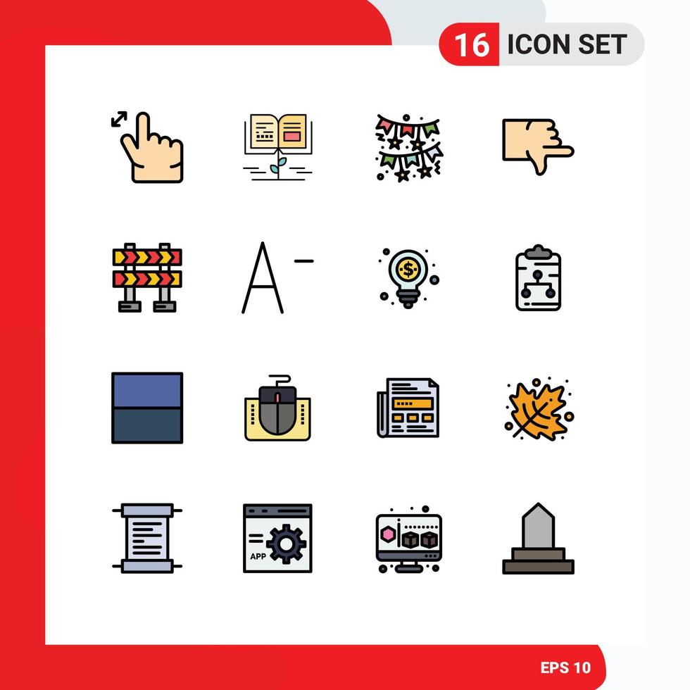 uppsättning av 16 modern ui ikoner symboler tecken för konstruktion barrikad dekoration rösta ner redigerbar kreativ vektor design element