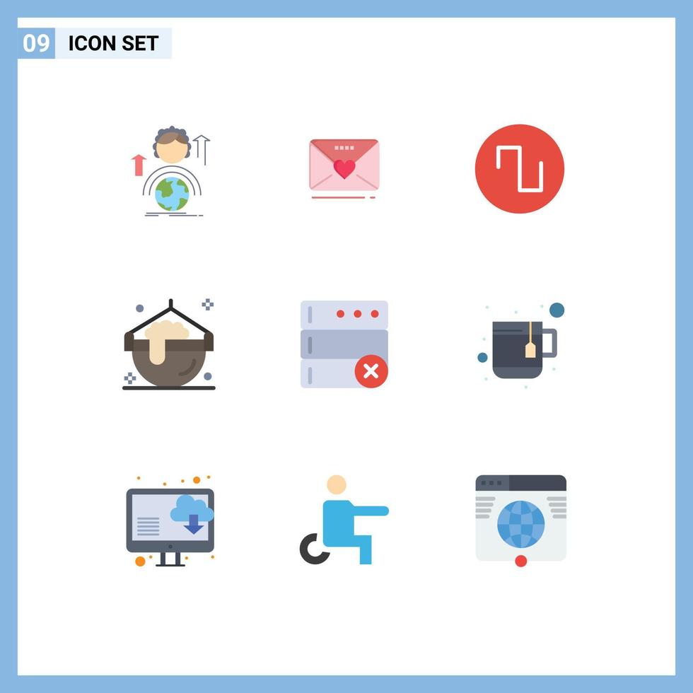 uppsättning av 9 modern ui ikoner symboler tecken för radera pott hjärta magi laga mat redigerbar vektor design element