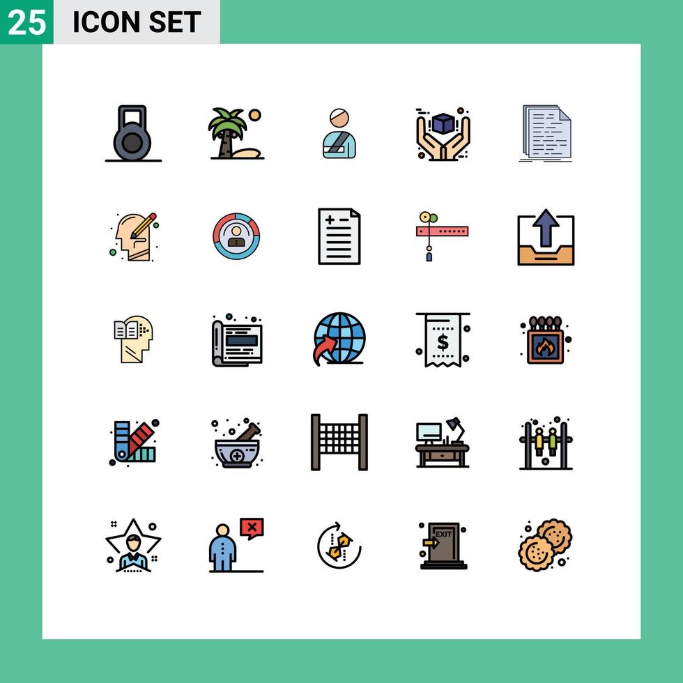 25 universelle gefüllte Linien flache Farbzeichen Symbole der Programmiercodierung Krankenhauscode Premium editierbare Vektordesign-Elemente vektor