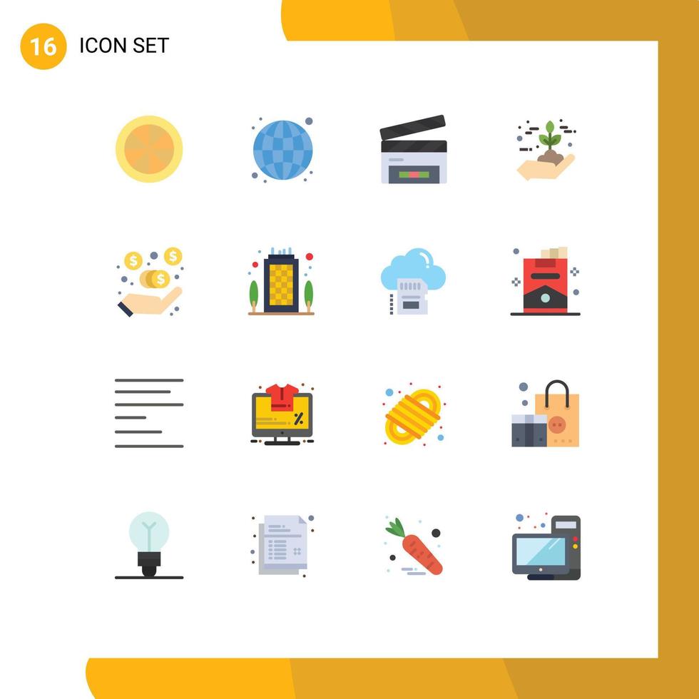 satz von 16 modernen ui-symbolen symbole zeichen für kommission grüne schindeln ökoschutz editierbares paket kreativer vektordesignelemente vektor