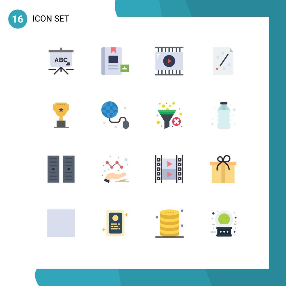 modern uppsättning av 16 platt färger och symboler sådan som tilldela projekt filma redigering planen företag redigerbar packa av kreativ vektor design element