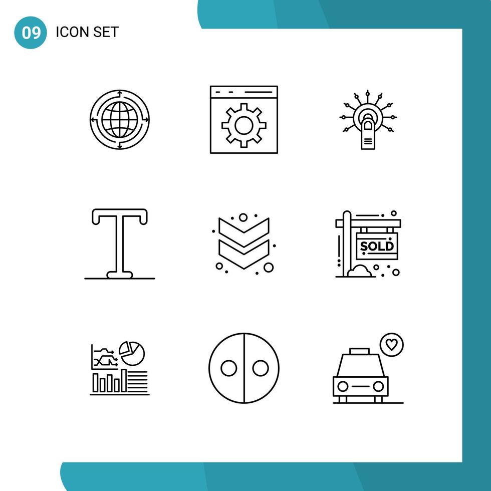 9 universell översikt tecken symboler av text djärv utveckling Rör här ok redigerbar vektor design element