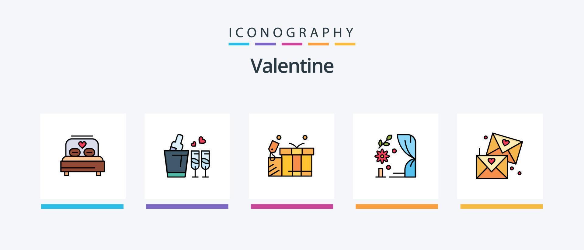 valentine linje fylld 5 ikon packa Inklusive äktenskap. kärlek. ljus. dag. alla hjärtans dag. kreativ ikoner design vektor