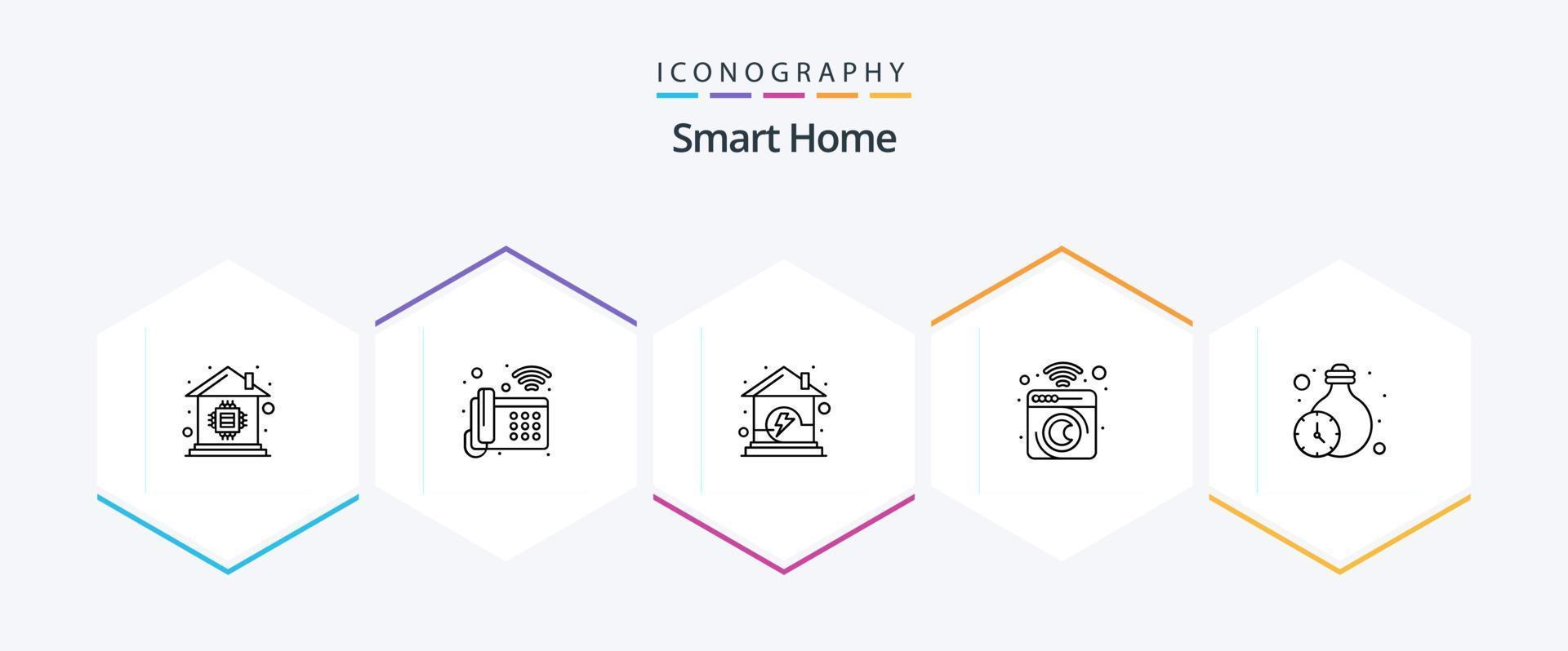 Smart Home 25-Zeilen-Icon-Pack inklusive Zuhause. Wäscherei. Energie. Heimat. sauber vektor