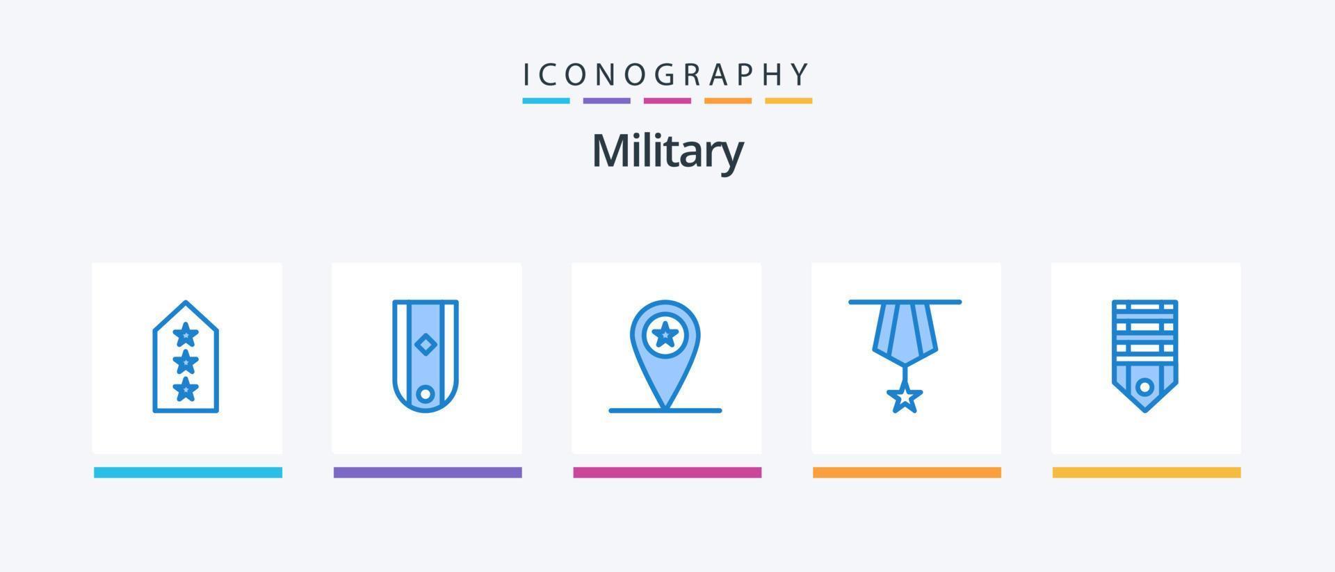 militär blå 5 ikon packa Inklusive medalj. dekoration. ett. bricka. Platshållare. kreativ ikoner design vektor