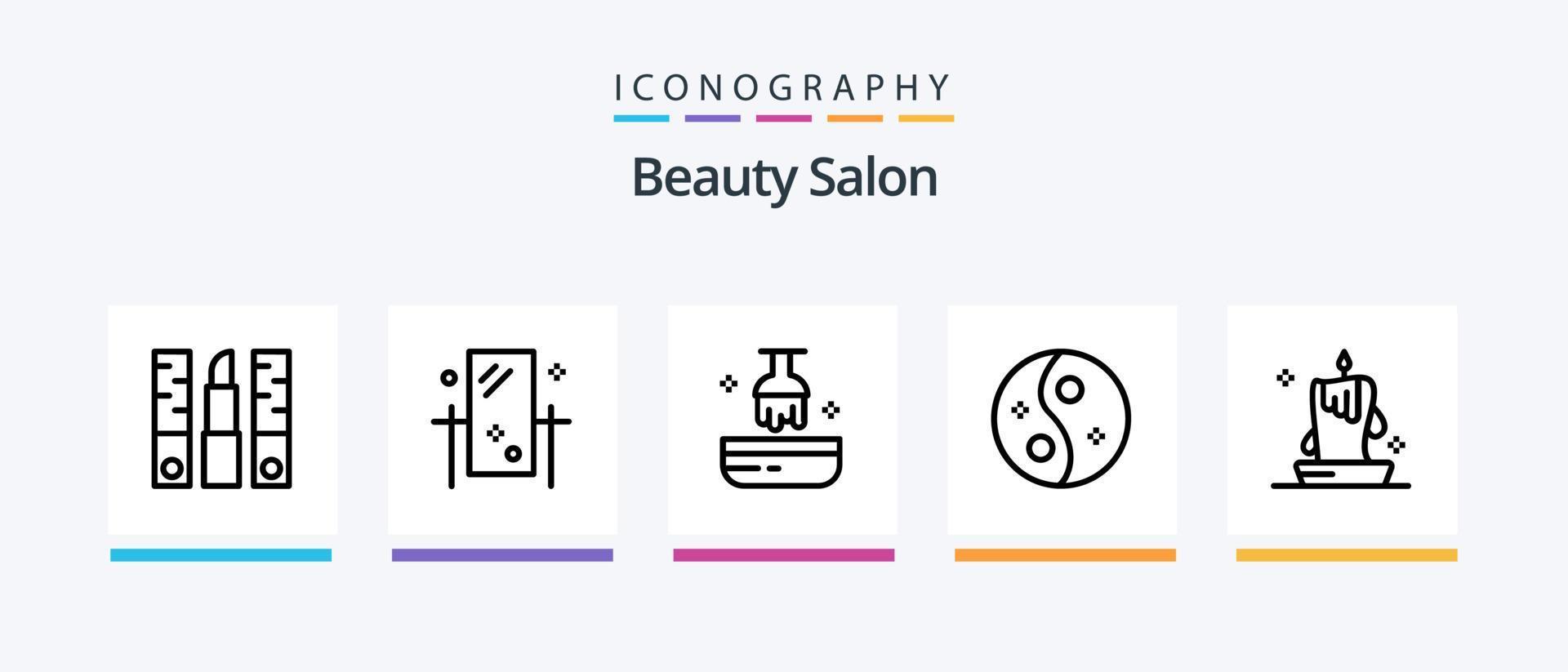 Schönheitssalon Linie 5 Icon Pack inklusive Salon. weiblich. Spa-Salon. lockig. Salon schließen. kreatives Symboldesign vektor