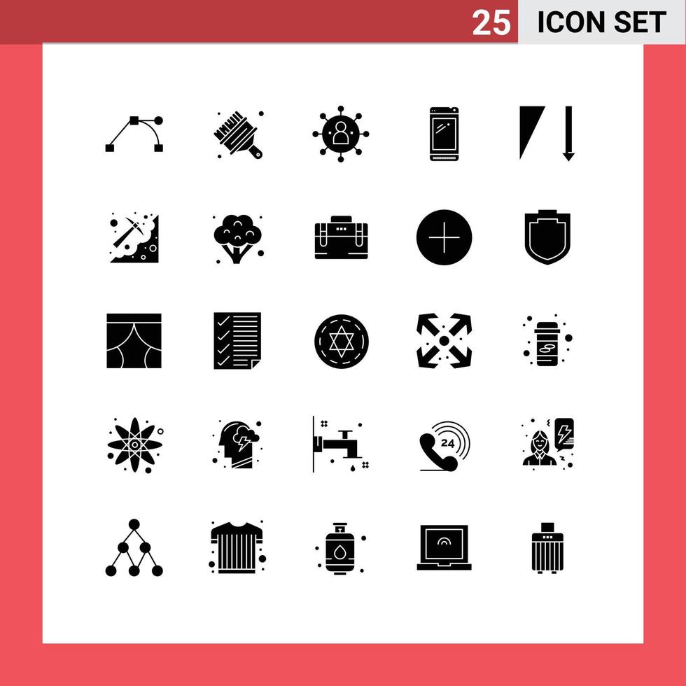uppsättning av 25 kommersiell fast glyfer packa för nedåtgående huawei grupp mobil telefon redigerbar vektor design element