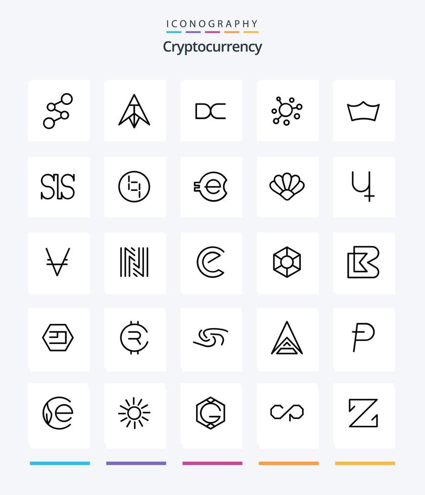 Creative Cryptocurrency 25 Outline Icon Pack wie Coin . . Krypto . Kryptowährung. Münze vektor