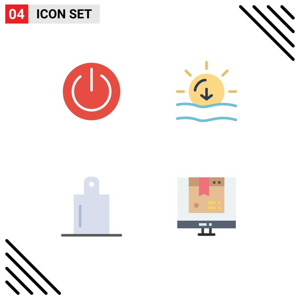 Stock Vector Icon Pack mit 4 Zeilenzeichen und Symbolen für Grundnahrungsmittel Power Sun Box editierbare Vektordesign-Elemente