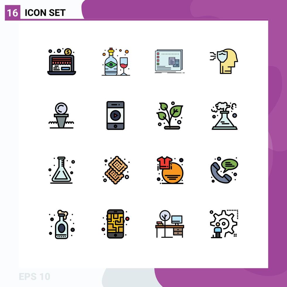 16 universell platt Färg fylld rader uppsättning för webb och mobil tillämpningar domstol skydda mac säkerhet personlig redigerbar kreativ vektor design element
