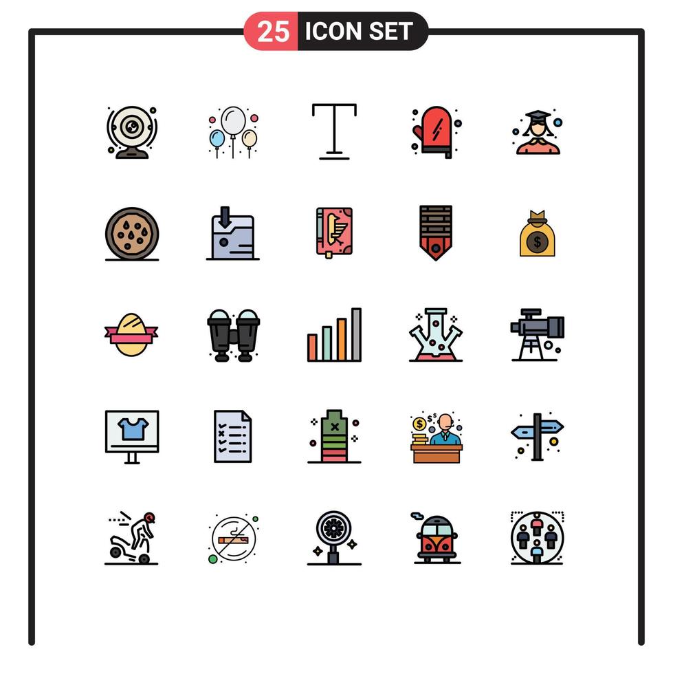 uppsättning av 25 modern ui ikoner symboler tecken för studerande kvinna font kök mat redigerbar vektor design element