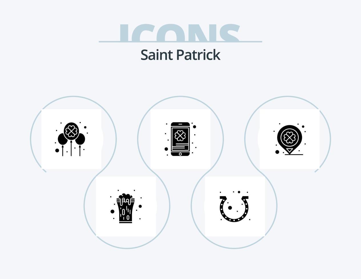 Saint Patrick Glyph Icon Pack 5 Icon Design. Telefon. Handy. Hufeisen. irisch. Tag vektor