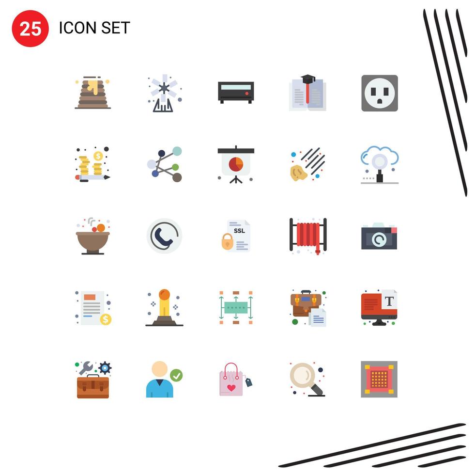 uppsättning av 25 modern ui ikoner symboler tecken för budget elektrisk väderkvarn utbildning gradering redigerbar vektor design element