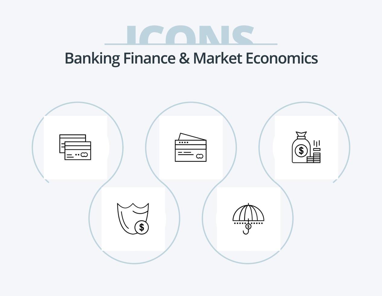 Bankwesen, Finanzen und Marktwirtschaftslinie Icon Pack 5 Icon Design. Lage. Stift. finanziell. Dollar. Sicherheit vektor