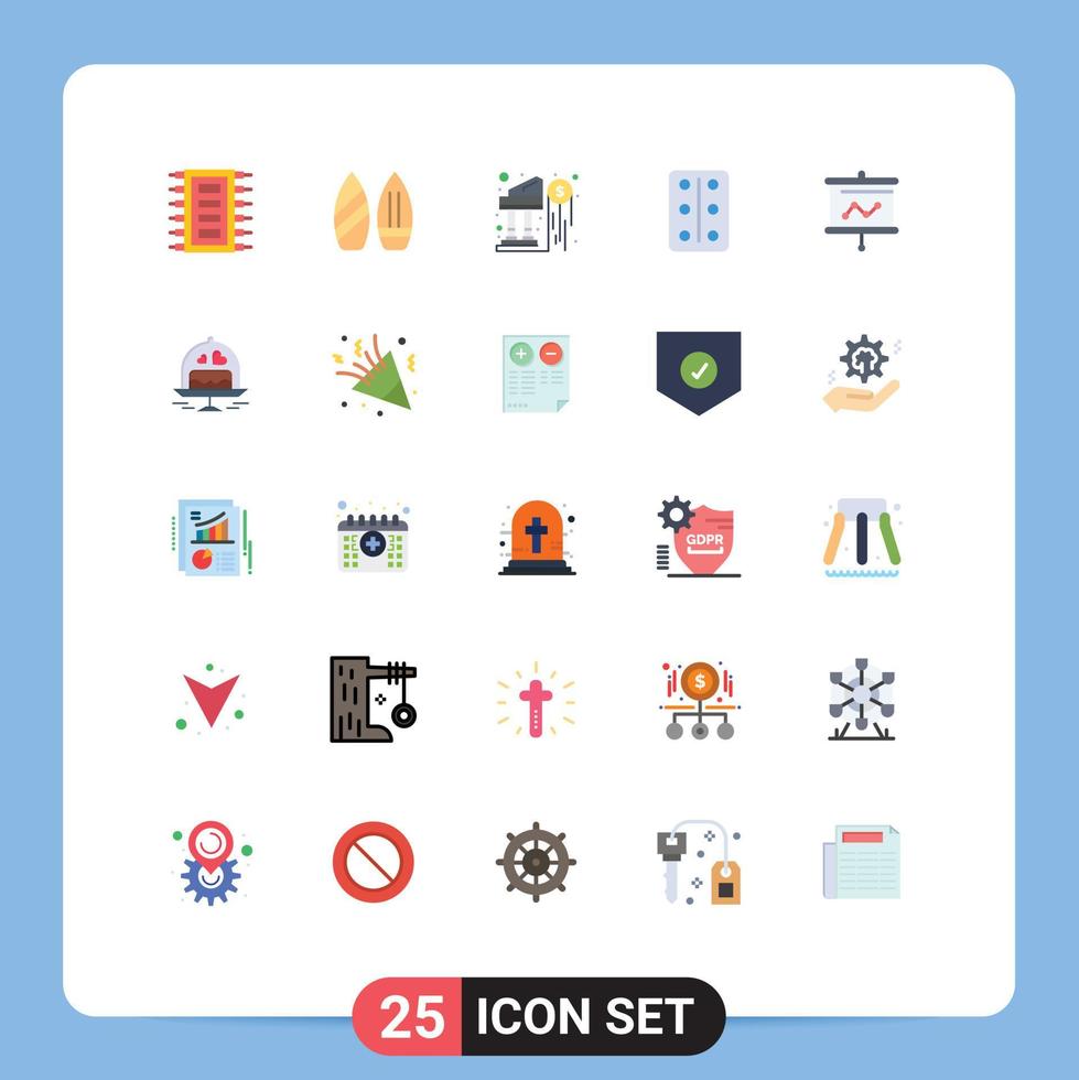 25 thematische Vektor-Flachfarben und editierbare Symbole von Grafiktabletts Winterheilmittel Geld editierbare Vektordesign-Elemente vektor