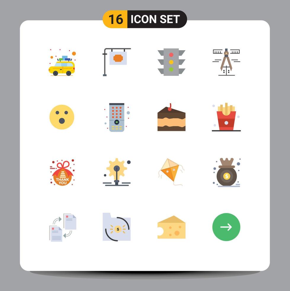 16 thematische Vektor-Flachfarben und editierbare Symbole von Folf Measure Traffic Tools Calipers editierbares Paket kreativer Vektordesign-Elemente vektor